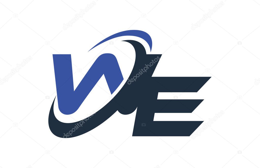 WE Blue Swoosh Global Digital Business Letter Logo