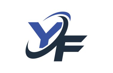 YF mavi Swoosh küresel dijital iş mektup Logo