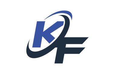 KF mavi Swoosh küresel dijital iş mektup Logo