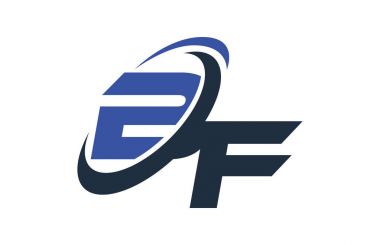 BF mavi Swoosh küresel dijital iş mektup Logo