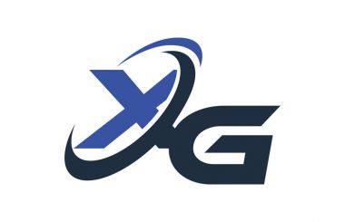XG mavi Swoosh küresel dijital iş mektup Logo