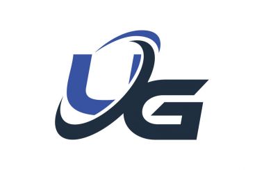 UG mavi Swoosh küresel dijital iş mektup Logo