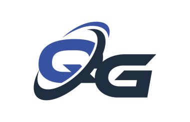 QG mavi Swoosh küresel dijital iş mektup Logo
