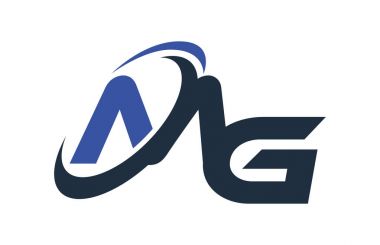 MG mavi Swoosh küresel dijital iş mektup Logo