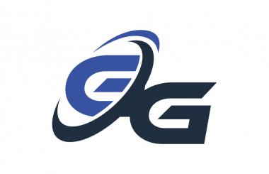 Gg mavi Swoosh küresel dijital iş mektup Logo