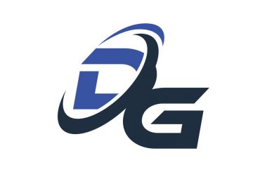 DG mavi Swoosh küresel dijital iş mektup Logo