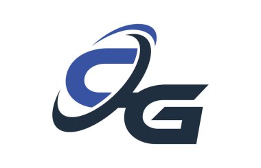 CG mavi Swoosh küresel dijital iş mektup Logo