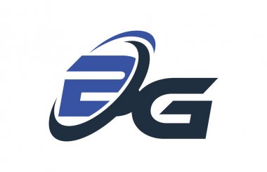 BG mavi Swoosh küresel dijital iş mektup Logo