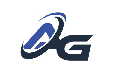 AG mavi Swoosh küresel dijital iş mektup Logo