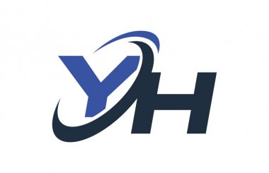 YH mavi Swoosh küresel dijital iş mektup Logo