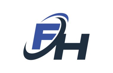 FH mavi Swoosh küresel dijital iş mektup Logo