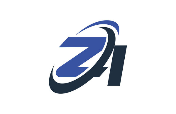 ZI Blue Swoosh Global Digital Business Letter Logo