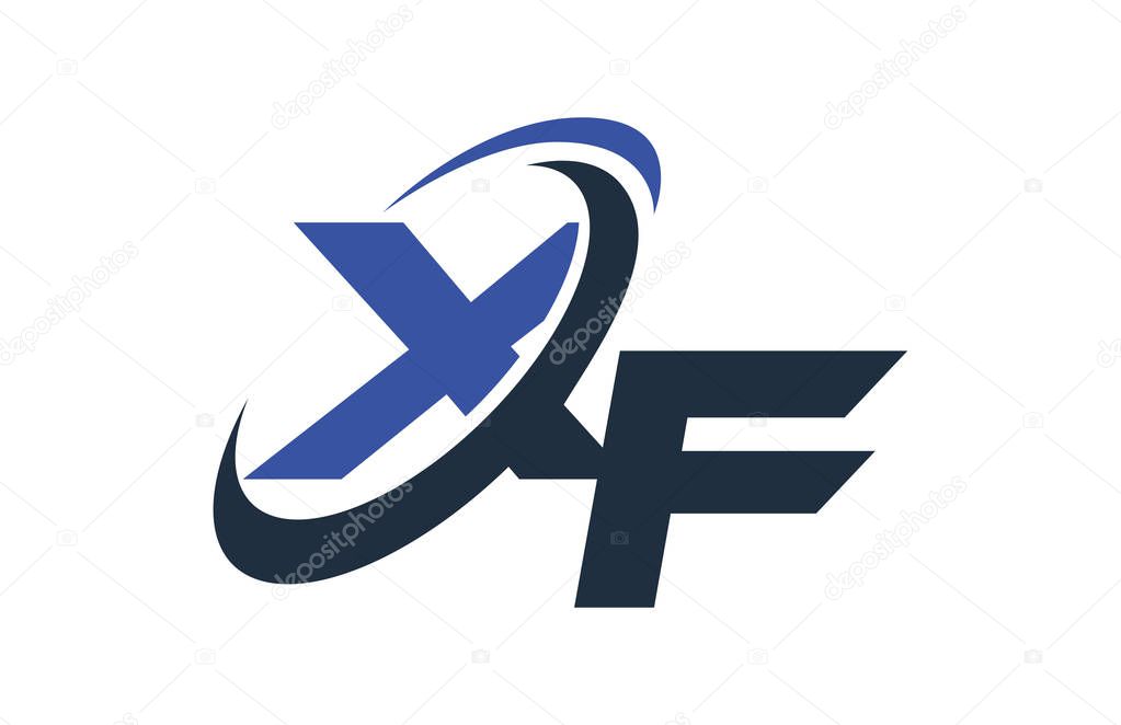 XF Blue Swoosh Global Digital Business Letter Logo