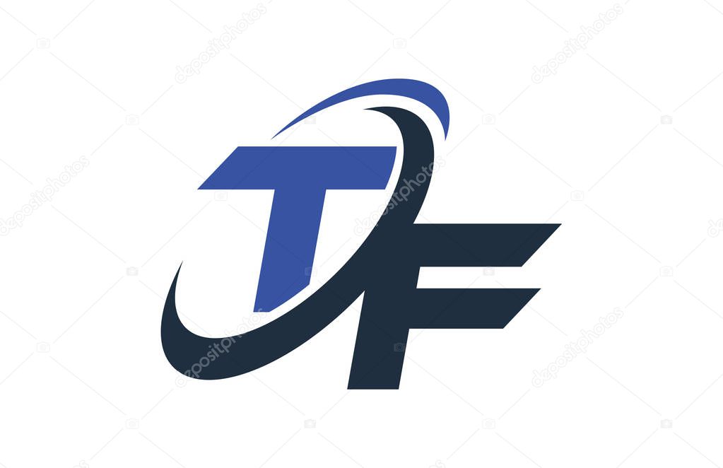 TF Blue Swoosh Global Digital Business Letter Logo
