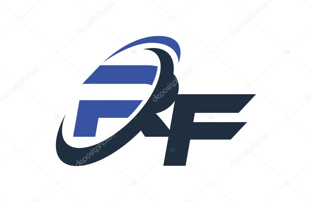 RF Blue Swoosh Global Digital Business Letter Logo