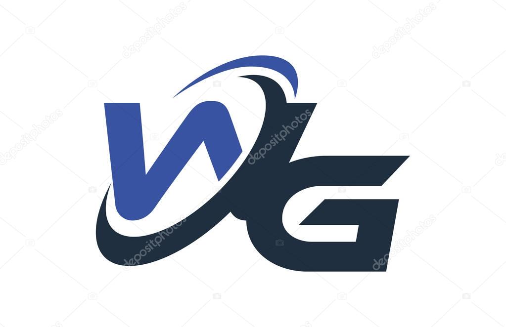 WG Blue Swoosh Global Digital Business Letter Logo