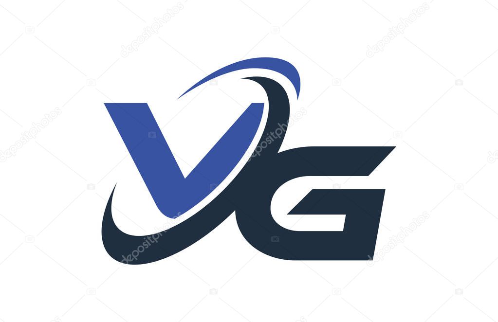 VG Blue Swoosh Global Digital Business Letter Logo