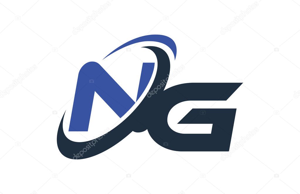 NG Blue Swoosh Global Digital Business Letter Logo