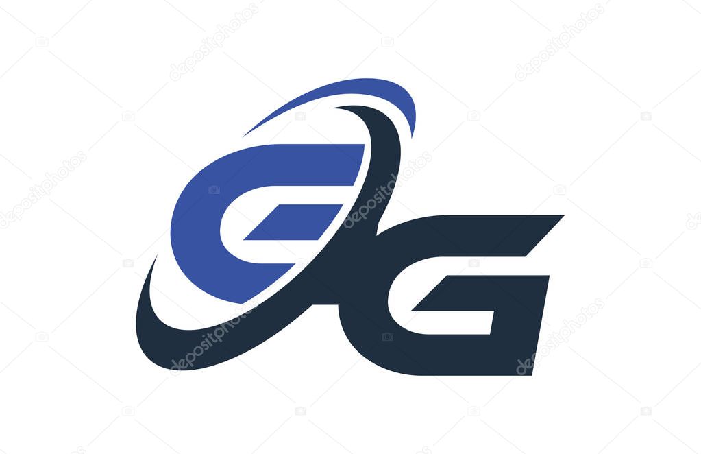 GG Blue Swoosh Global Digital Business Letter Logo