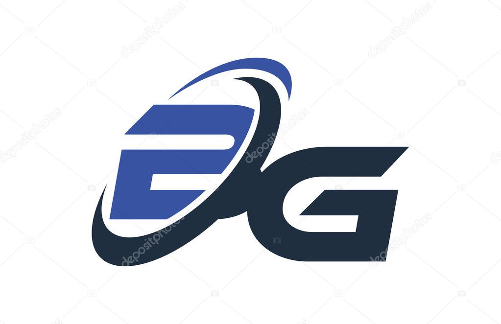 BG Blue Swoosh Global Digital Business Letter Logo