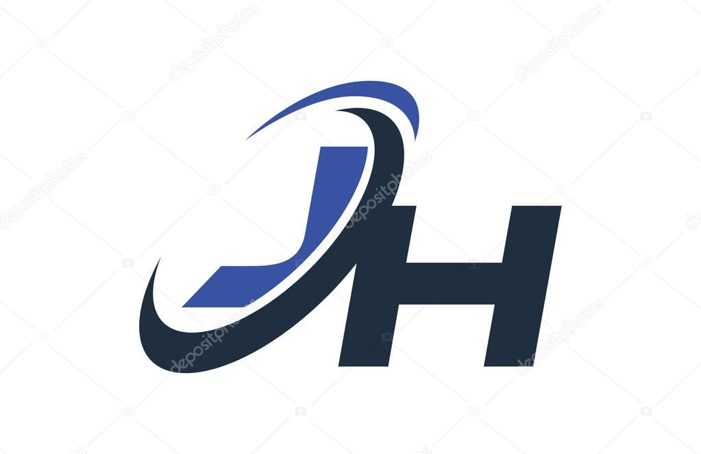 JH Blue Swoosh Global Digital Business Letter Logo