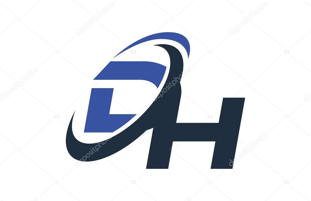 DH Blue Swoosh Global Digital Business Letter Logo