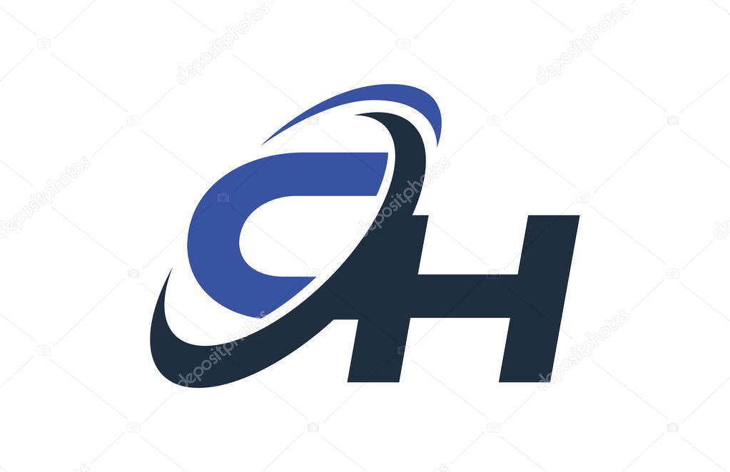 CH Blue Swoosh Global Digital Business Letter Logo