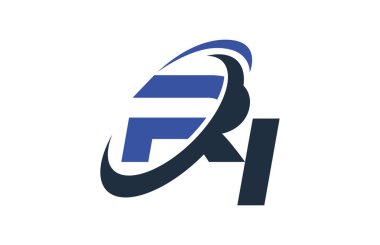 RI mavi Swoosh küresel dijital iş mektup Logo