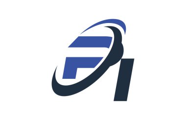 Pi mavi Swoosh küresel dijital iş mektup Logo