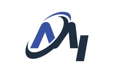 Mi mavi Swoosh küresel dijital iş mektup Logo