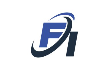 Fi mavi Swoosh küresel dijital iş mektup Logo