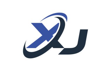 XJ mavi Swoosh küresel dijital iş mektup Logo