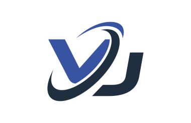 VJ mavi Swoosh küresel dijital iş mektup Logo