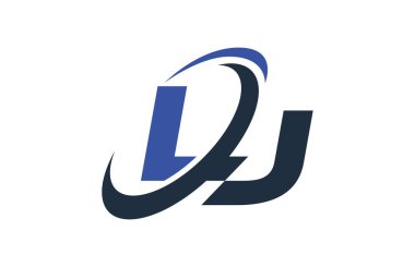 LJ mavi Swoosh küresel dijital iş mektup Logo