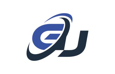 GJ mavi Swoosh küresel dijital iş mektup Logo