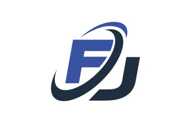 FJ mavi Swoosh küresel dijital iş mektup Logo