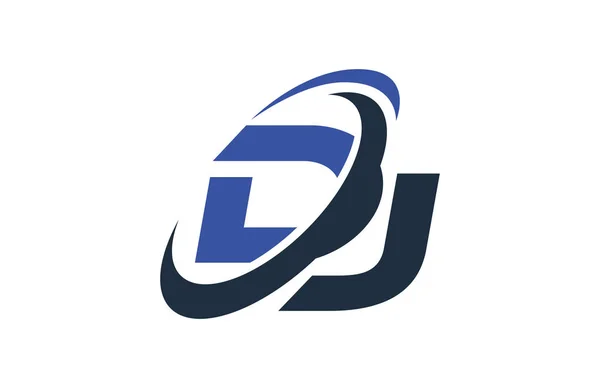 Blue Swoosh Global Digital Business Letra Logo — Vector de stock
