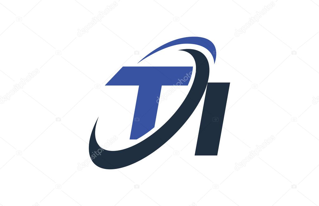 TI Blue Swoosh Global Digital Business Letter Logo