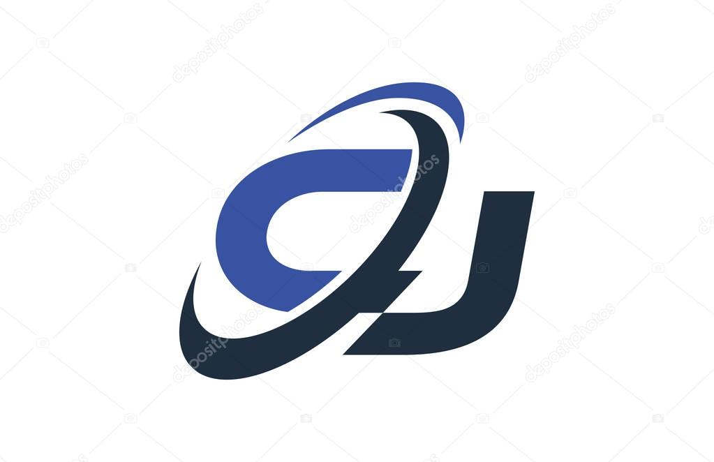CJ Blue Swoosh Global Digital Business Letter Logo