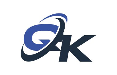 QK mavi Swoosh küresel dijital iş mektup Logo