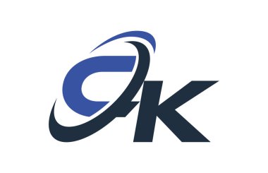 CK Blue Swoosh Global Digital Business Letter Logo clipart