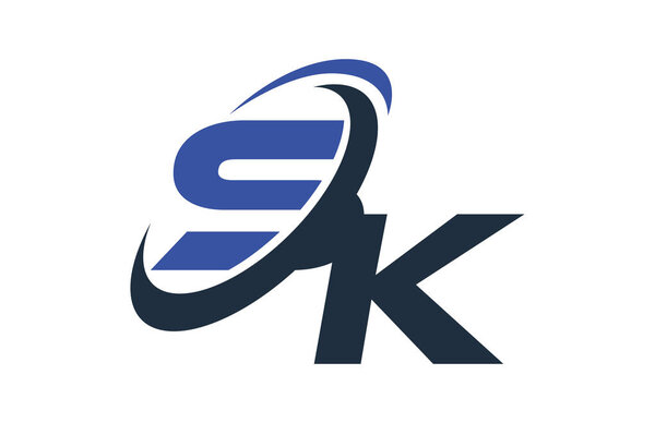 SK Blue Swoosh Global Digital Business Letter Logo