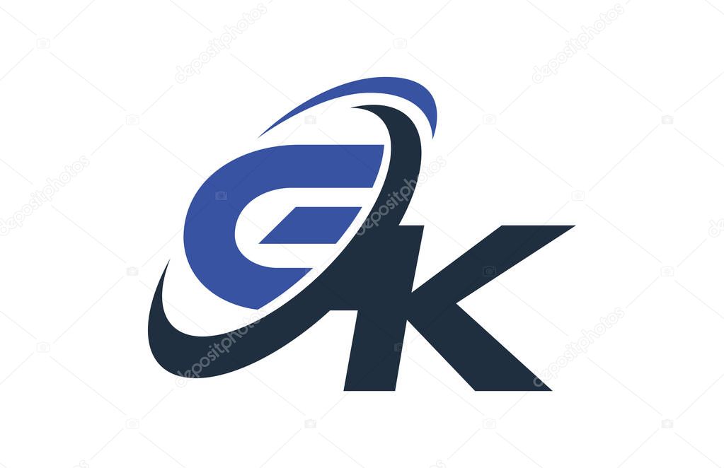 GK Blue Swoosh Global Digital Business Letter Logo