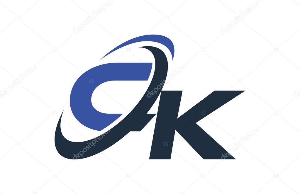 CK Blue Swoosh Global Digital Business Letter Logo