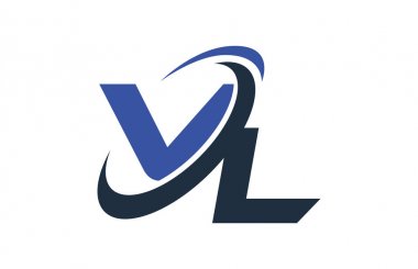 VL mavi Swoosh küresel dijital iş mektup Logo