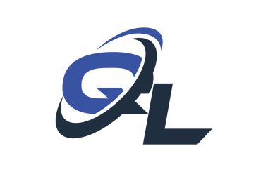 Ql mavi Swoosh küresel dijital iş mektup Logo