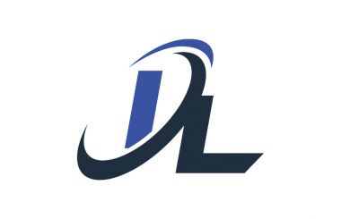 Il mavi Swoosh küresel dijital iş mektup Logo