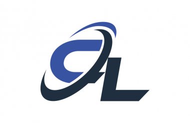 CL mavi Swoosh küresel dijital iş mektup Logo