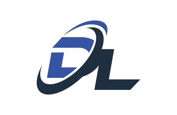 Azul Swoosh Global Digital Business Carta Insignia — Vector de stock