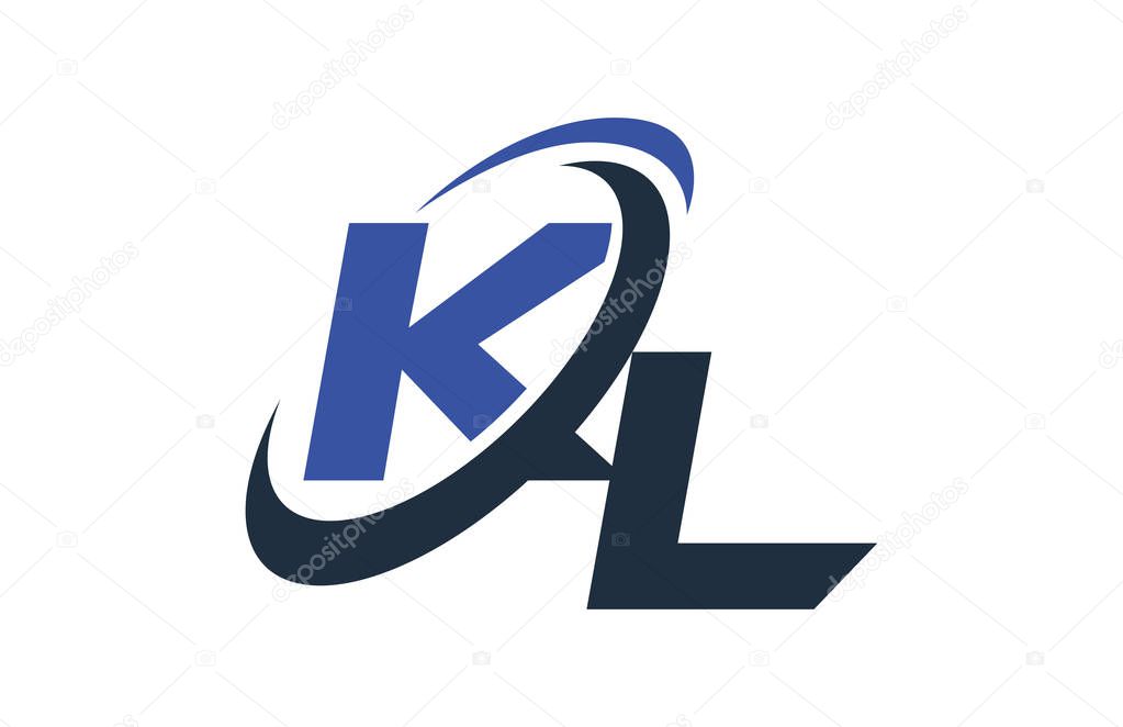 KL Blue Swoosh Global Digital Business Letter Logo